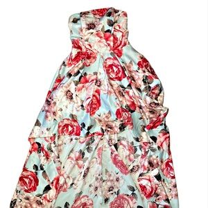 SPEECHLESS Floral rose high low dress with built in puffy petticoat under